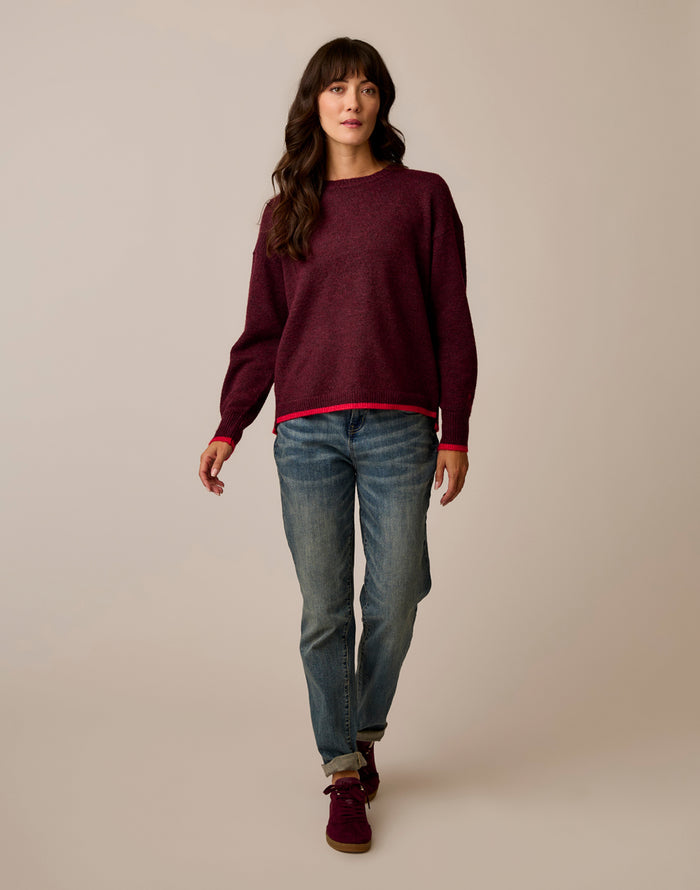Drue Fuzzy Sweater: Sangria w. Deep Rouge