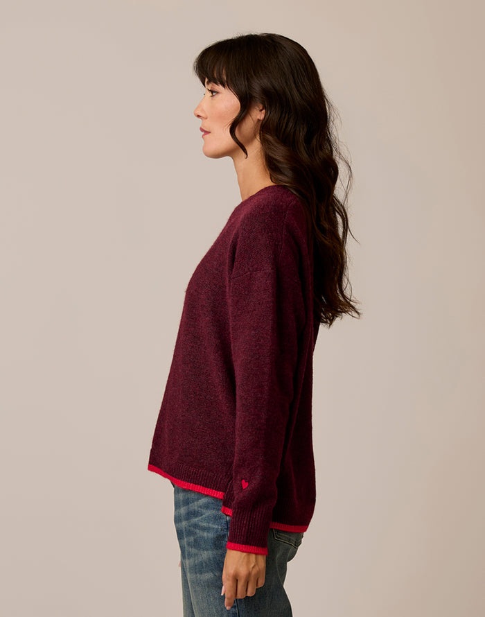 Drue Fuzzy Sweater: Sangria w. Deep Rouge