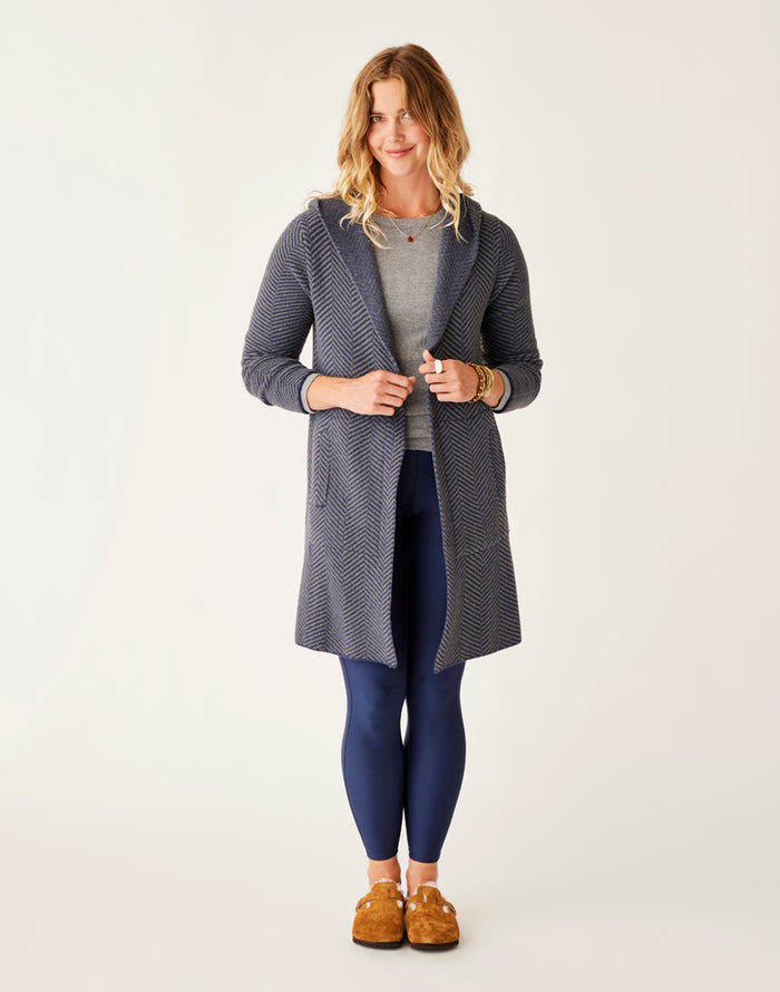 Durango Plush Cardigan: Navy Herringbone - FINAL SALE