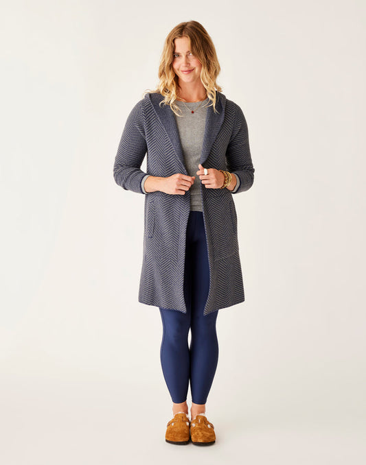 Durango Plush Cardigan: Navy Herringbone - FINAL SALE
