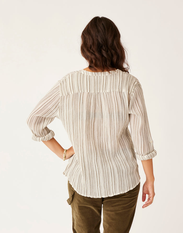 Dylan Gauze Shirt: Birch Multistripe - FINAL SALE