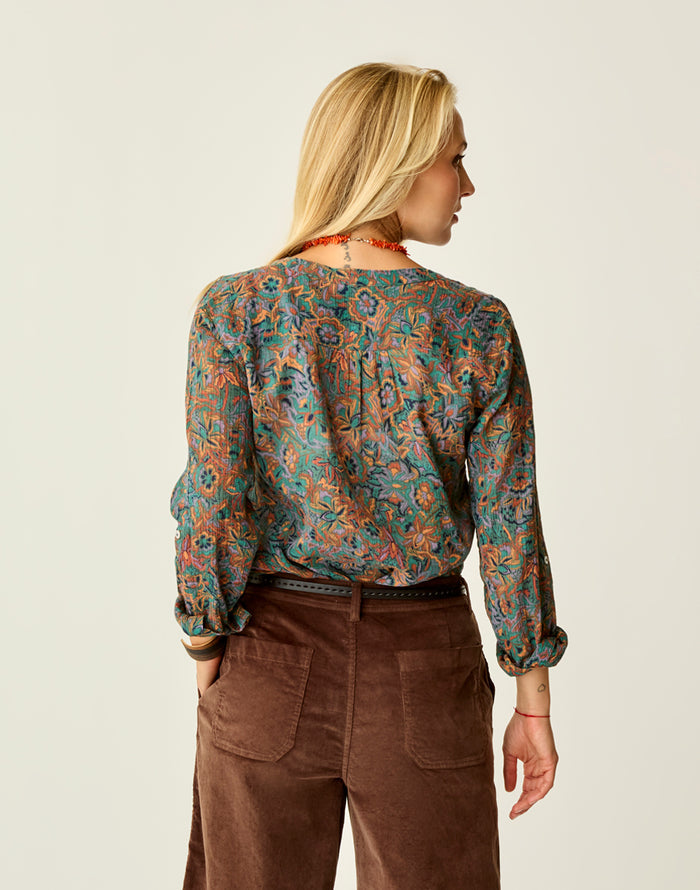 Dylan Gauze Shirt: Bistro Floral