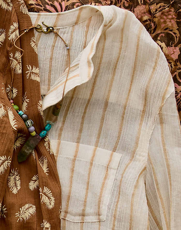 Dylan Gauze Shirt: Camel Stripe