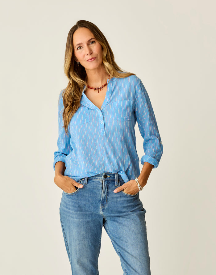 Dylan Gauze Shirt: Capri Ikat