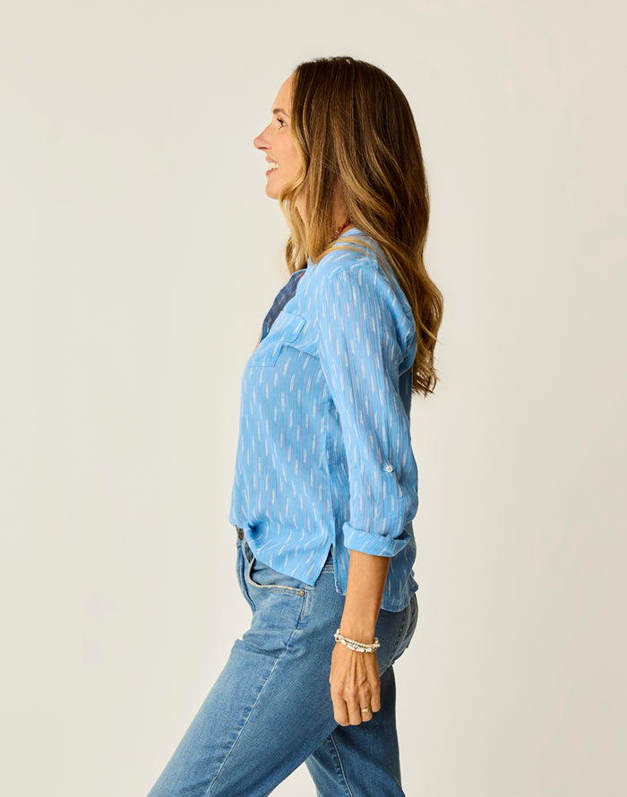 Dylan Gauze Shirt: Capri Ikat