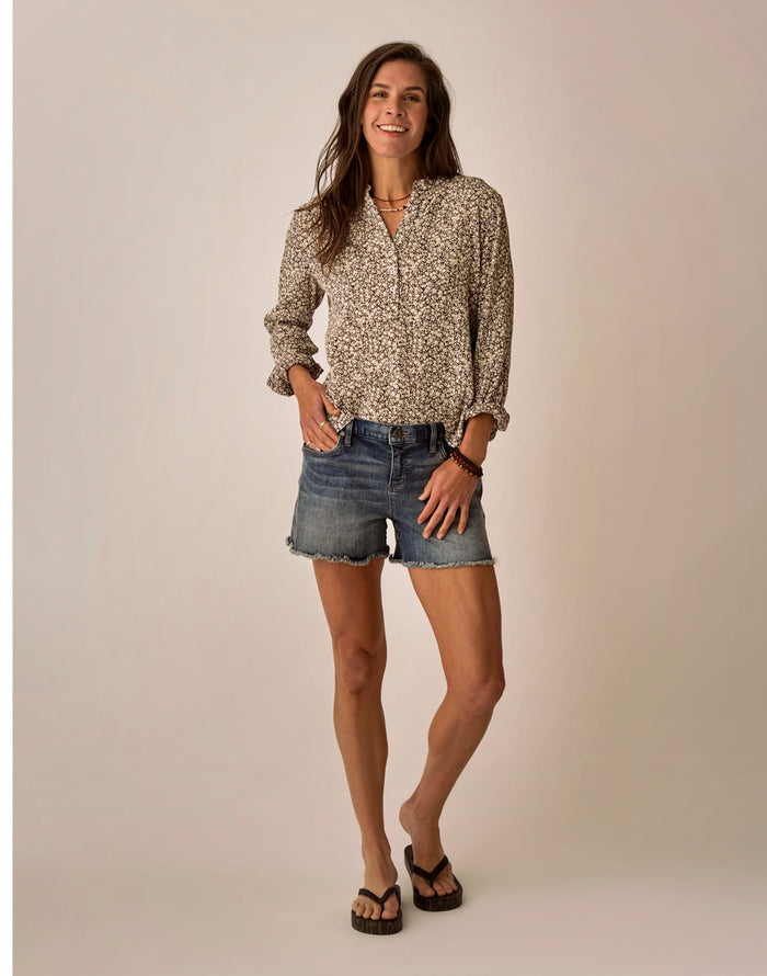 Dylan Gauze Shirt: Coffee Ditsey