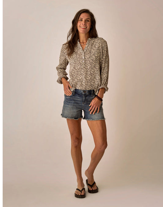 Dylan Gauze Shirt: Coffee Ditsey