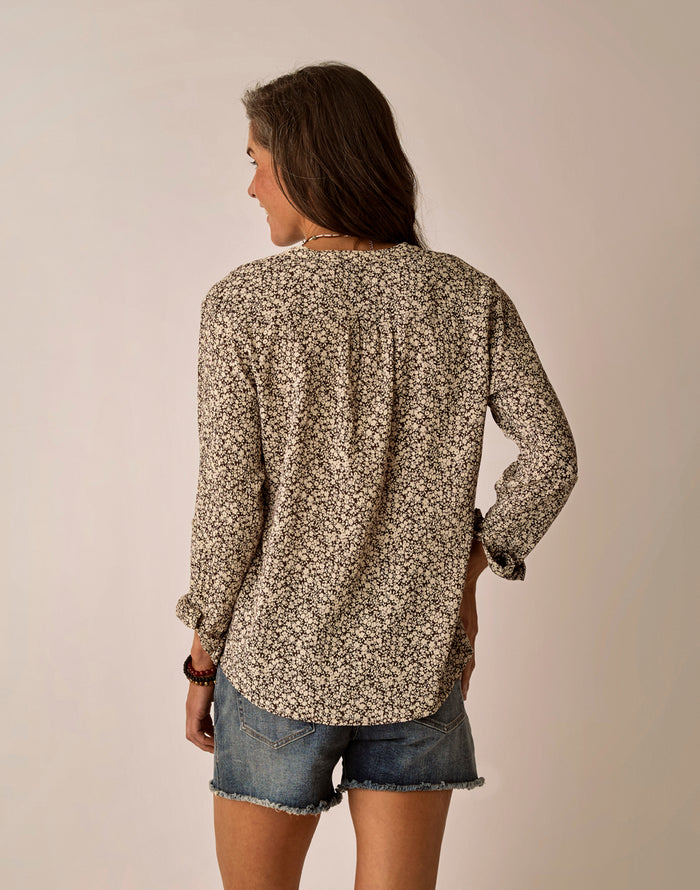 Dylan Gauze Shirt: Coffee Ditsey