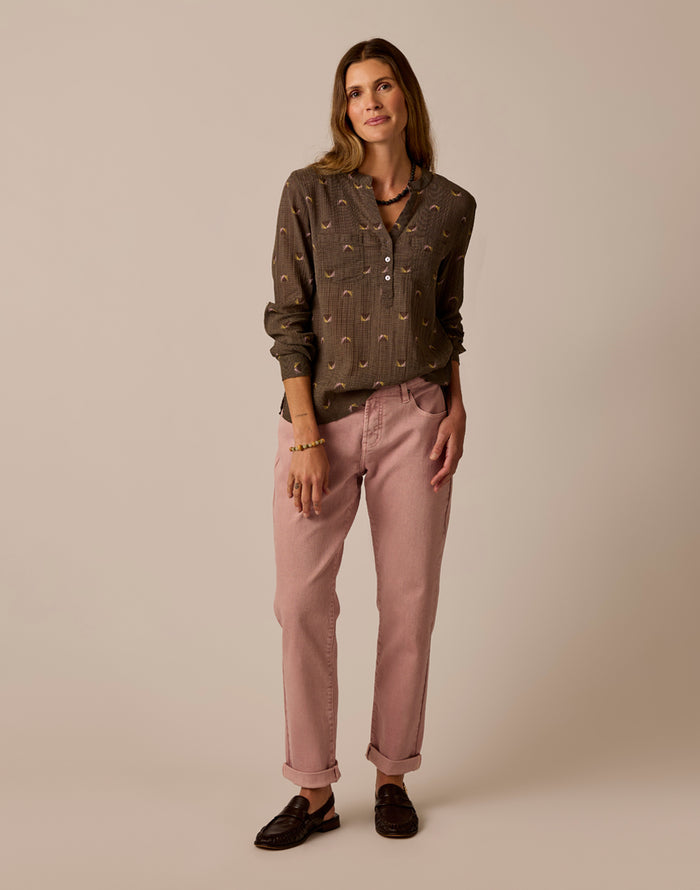 Dylan Gauze Shirt: Dark Olive Vista