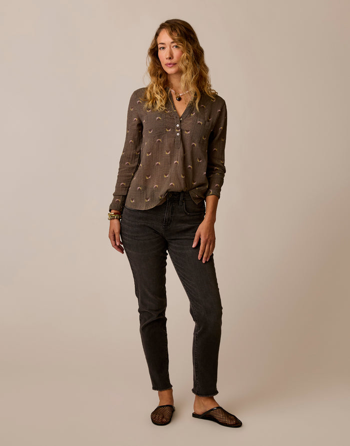 Dylan Gauze Shirt: Dark Olive Vista