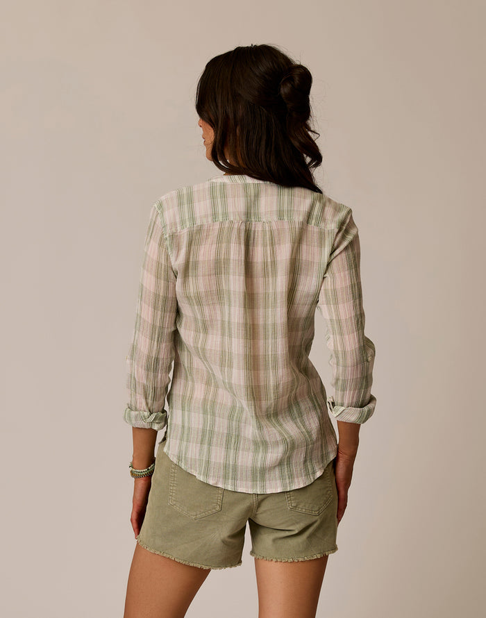Dylan Gauze Shirt: Fatigue Multiplaid