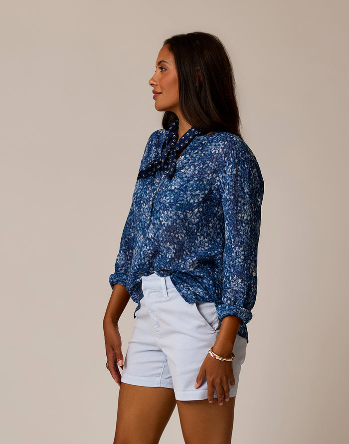 Dylan Gauze Shirt: Indigo Floral