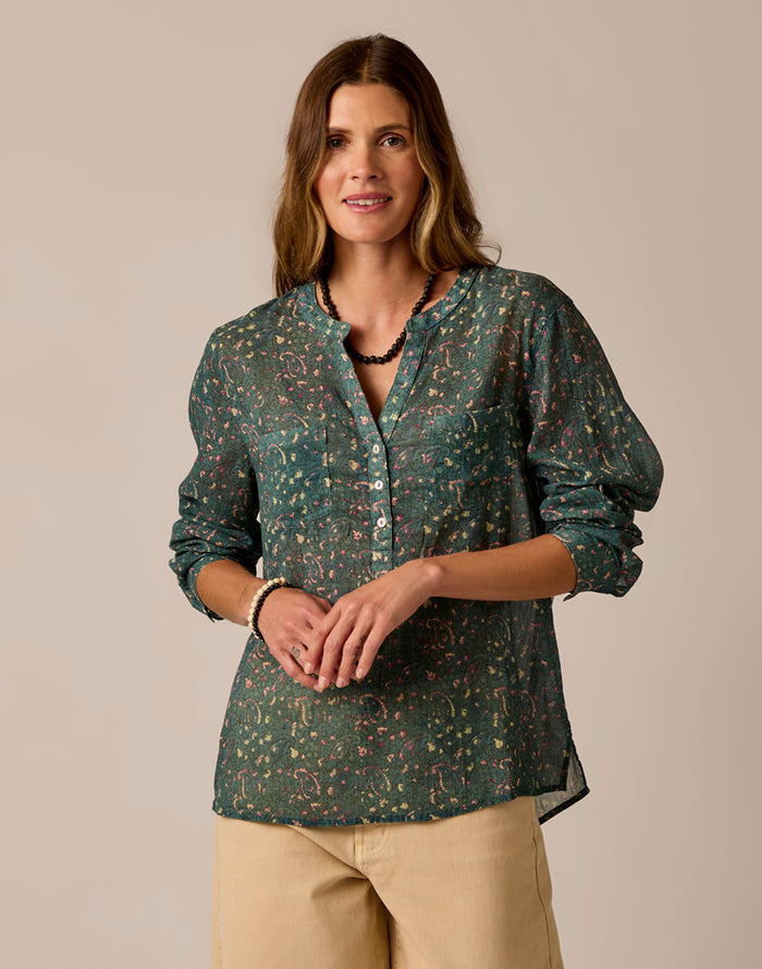 Dylan Gauze Shirt: Laurel Bandana