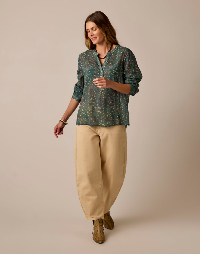 Dylan Gauze Shirt: Laurel Bandana