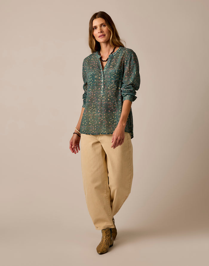 Dylan Gauze Shirt: Laurel Bandana