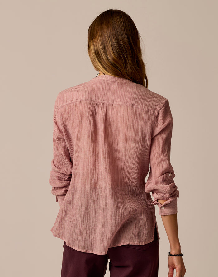 Dylan Gauze Shirt: Rouge Crossdye