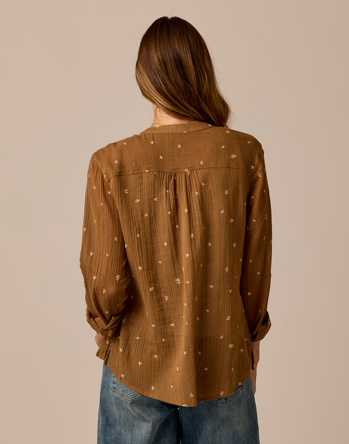 Dylan Gauze Shirt: Walnut Birdsong