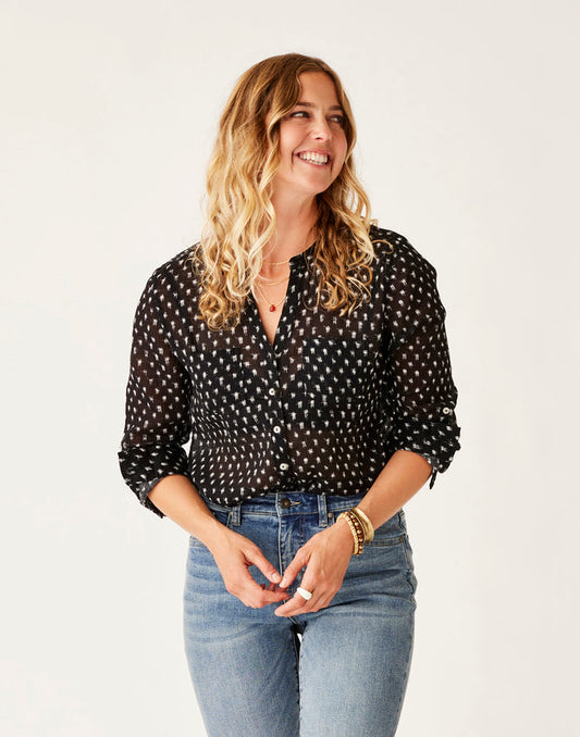 Dylan Gauze Tunic: Black Crosshatch - FINAL SALE