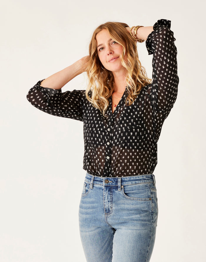 Dylan Gauze Tunic: Black Crosshatch - FINAL SALE