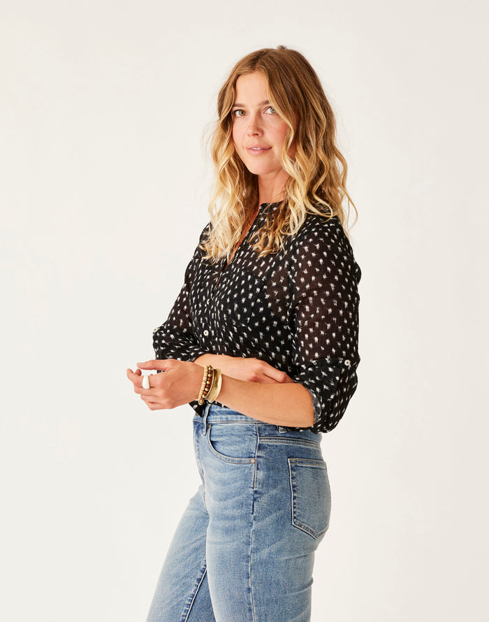 Dylan Gauze Tunic: Black Crosshatch - FINAL SALE