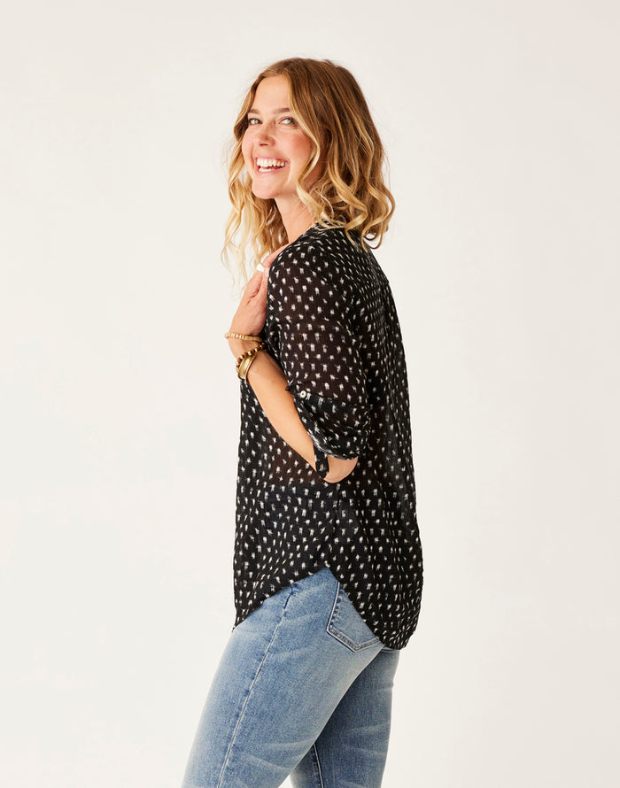 Dylan Gauze Tunic: Black Crosshatch - FINAL SALE