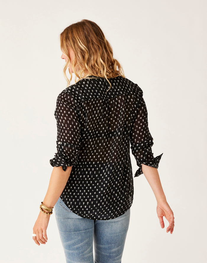 Dylan Gauze Tunic: Black Crosshatch - FINAL SALE