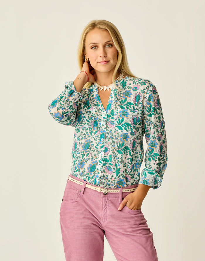 Dylan Gauze Tunic: Cloud Multifloral