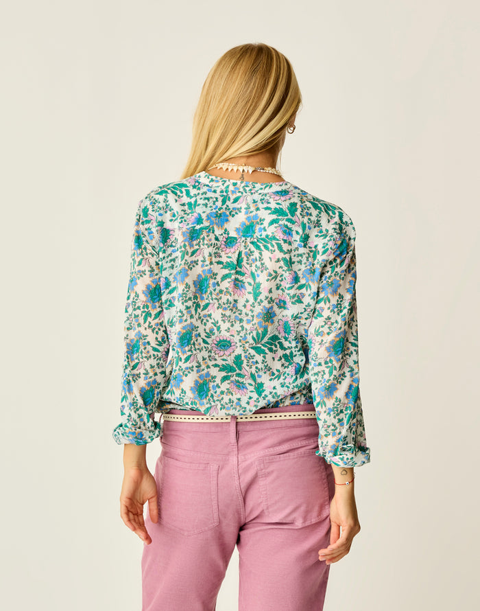 Dylan Gauze Tunic: Cloud Multifloral