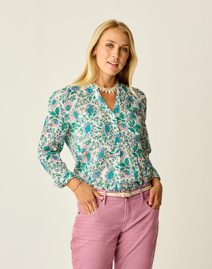 Dylan Gauze Tunic: Cloud Multifloral