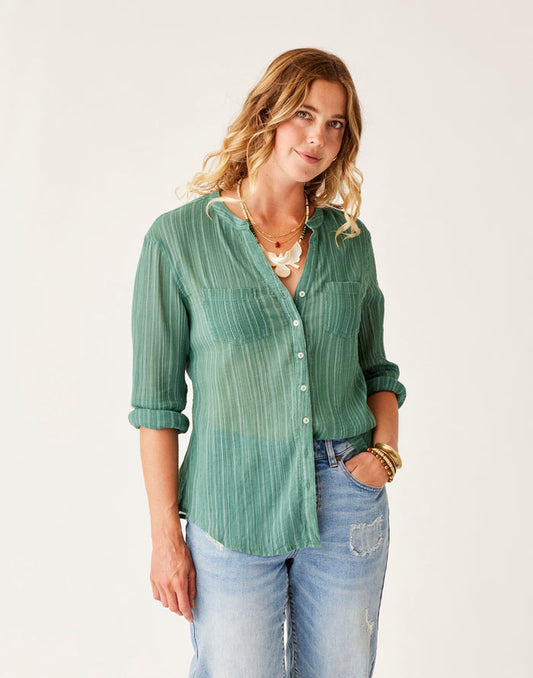 Dylan Gauze Tunic: Forest Multistripe - FINAL SALE