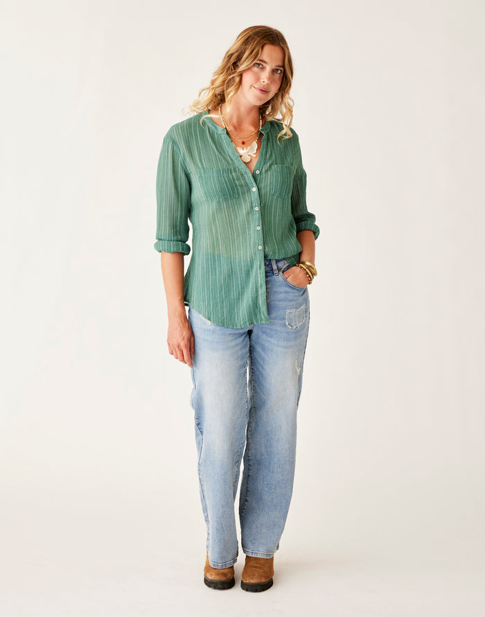 Dylan Gauze Tunic: Forest Multistripe - FINAL SALE