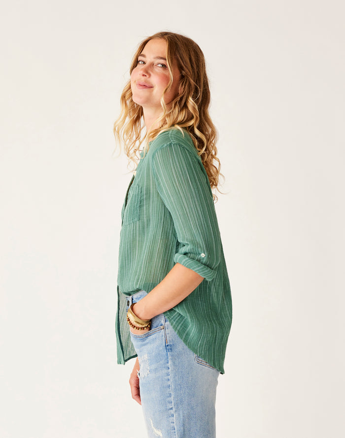 Dylan Gauze Tunic: Forest Multistripe - FINAL SALE