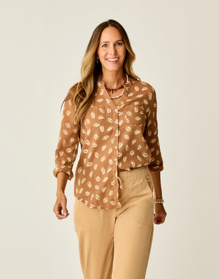 Dylan Gauze Tunic: Rum Feather