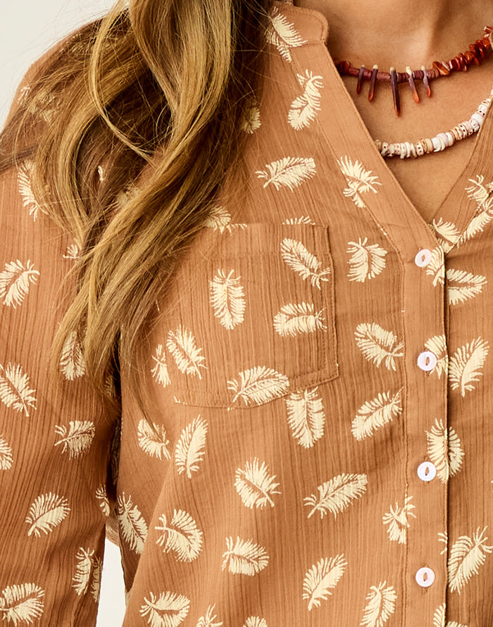 Dylan Gauze Tunic: Rum Feather