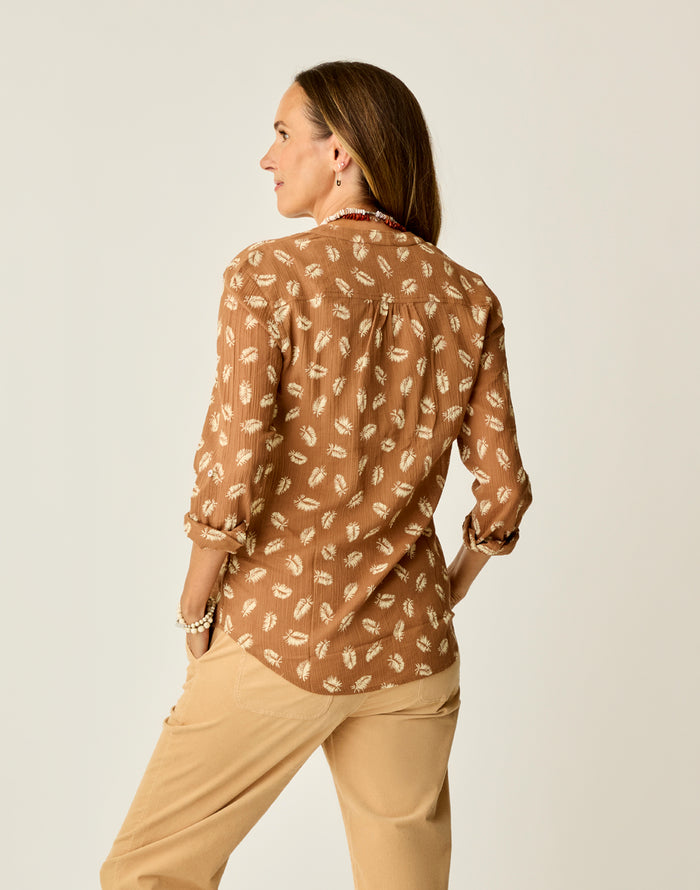 Dylan Gauze Tunic: Rum Feather