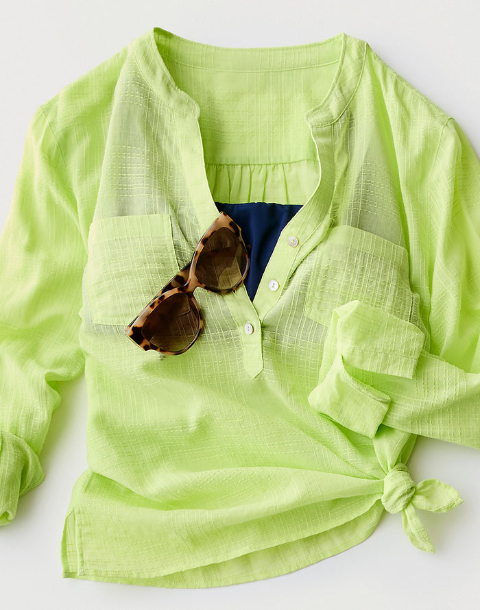 Dylan Textured Shirt: Limeade - FINAL SALE