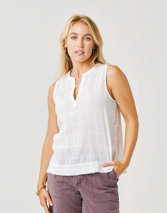 Dylan Textured Tank: Cloud - FINAL SALE