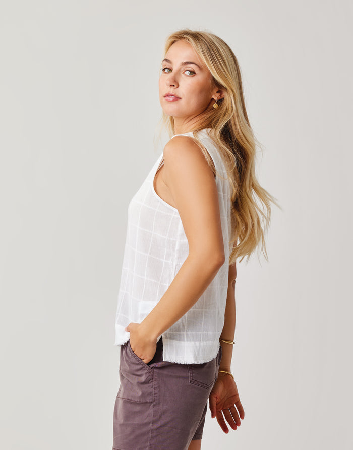 Dylan Textured Tank: Cloud - FINAL SALE
