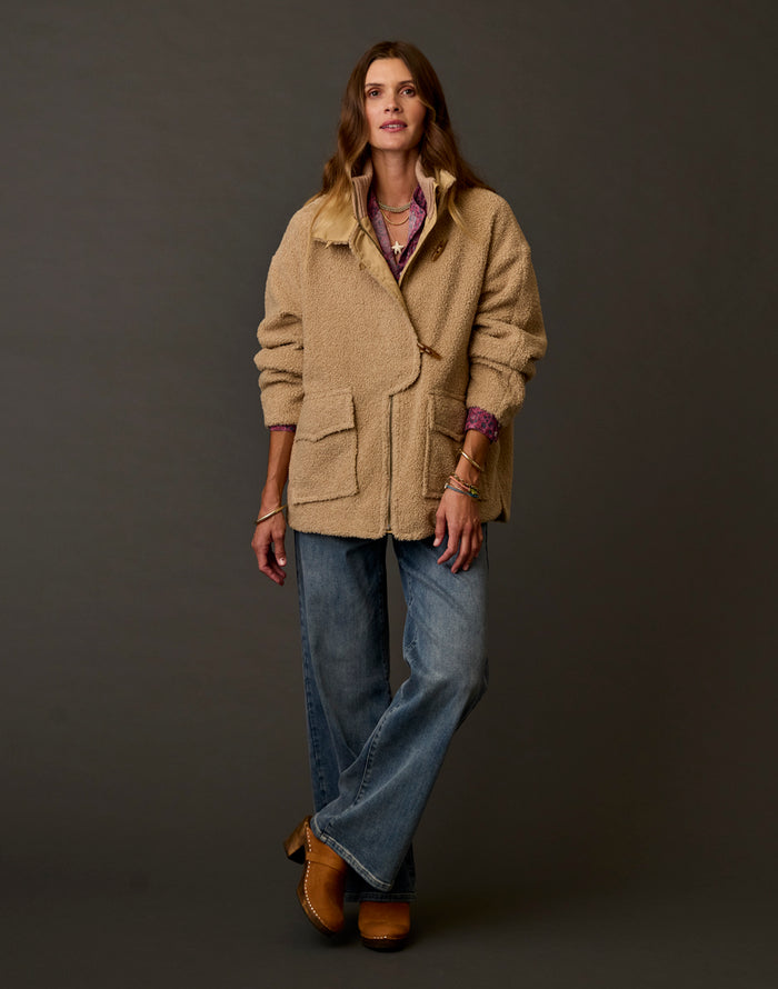 Emilia Boucle Coat: Sandstone
