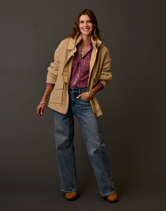 Emilia Boucle Coat: Sandstone