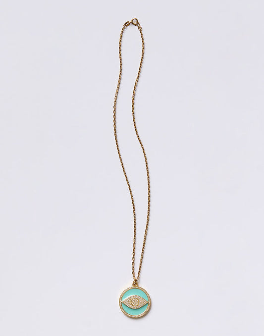 Enamel Eye Necklace: Tiffany Blue