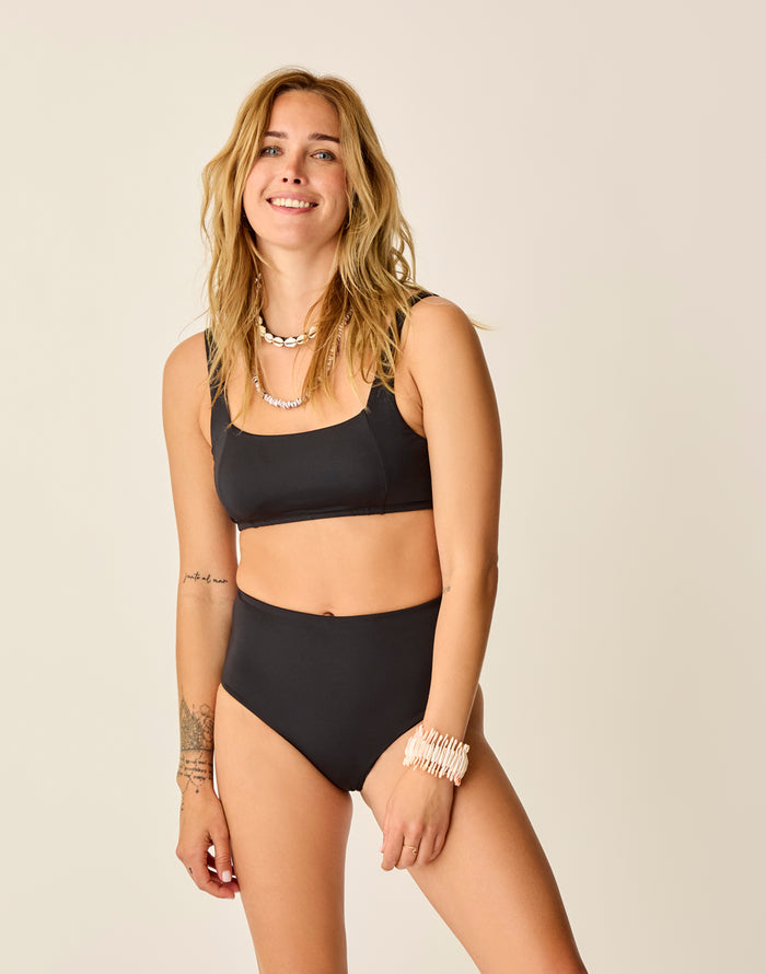 Erin Reversible Bottom: Black Floret/Black - FINAL SALE