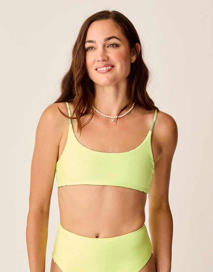 Escondido Compression Reversible Top: Tide/Limeade - FINAL SALE