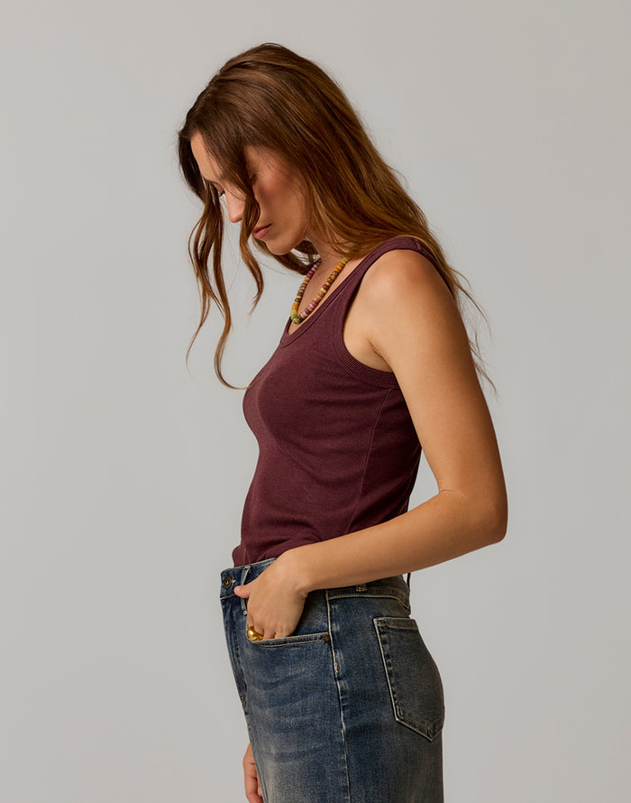 Ever Rib Tank: Dark Plum