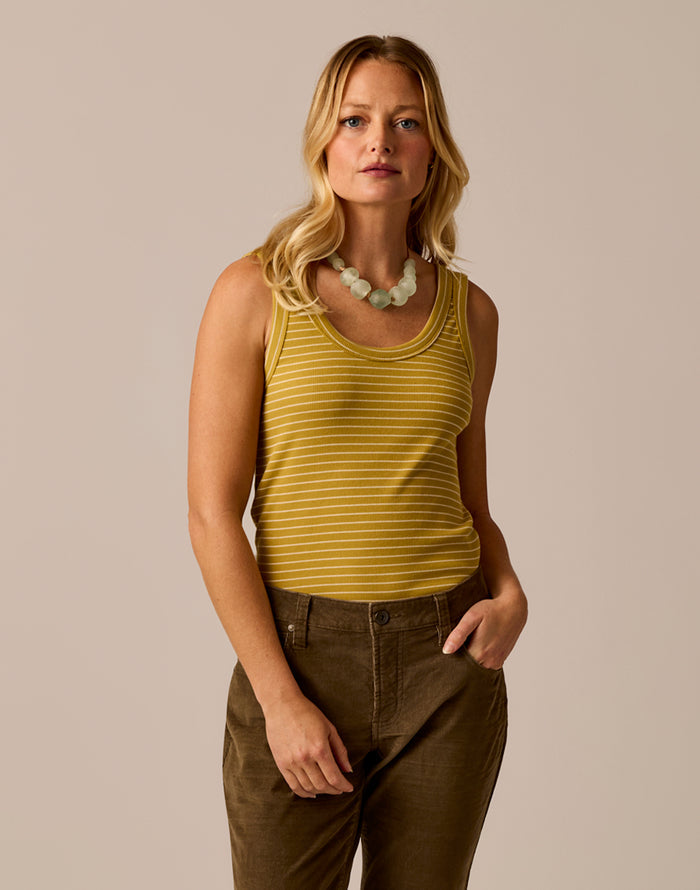 Ever Rib Tank: Gold Glow Stripe