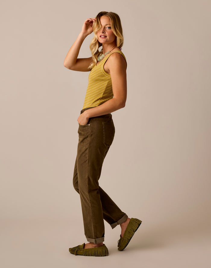 Ever Rib Tank: Gold Glow Stripe