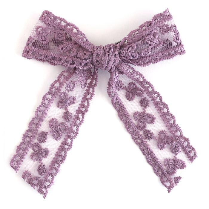 girls dusty purple lace bow on alligator clip to match fall collection