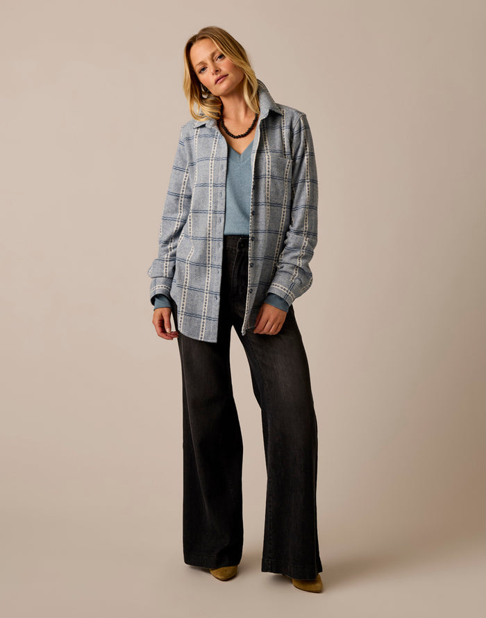 Fairbanks Supersoft Shirt: Blue Mirage Dobby Plaid