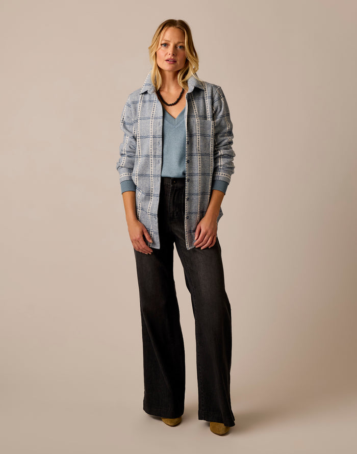 Fairbanks Supersoft Shirt: Blue Mirage Dobby Plaid
