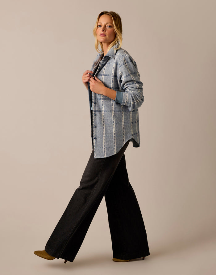 Fairbanks Supersoft Shirt: Blue Mirage Dobby Plaid